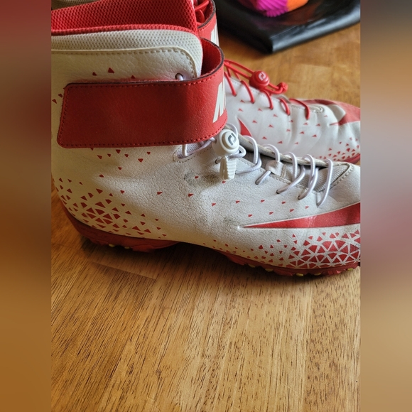 Nike Red and White Hightop Cleats Size 13 - Picture 3 of 7